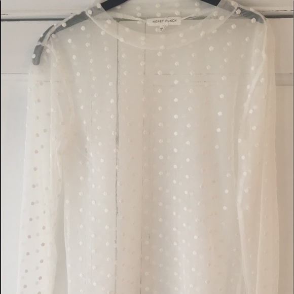 Honey Punch Tops - Honey Punch nylon polka dot see-thru top Honey Punch Tops - Honey Punch nylon polka dot see-thru top